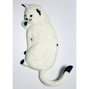 Cast Iron Cat Wall Decor Black and White Tail Hook Vintage Home Decor